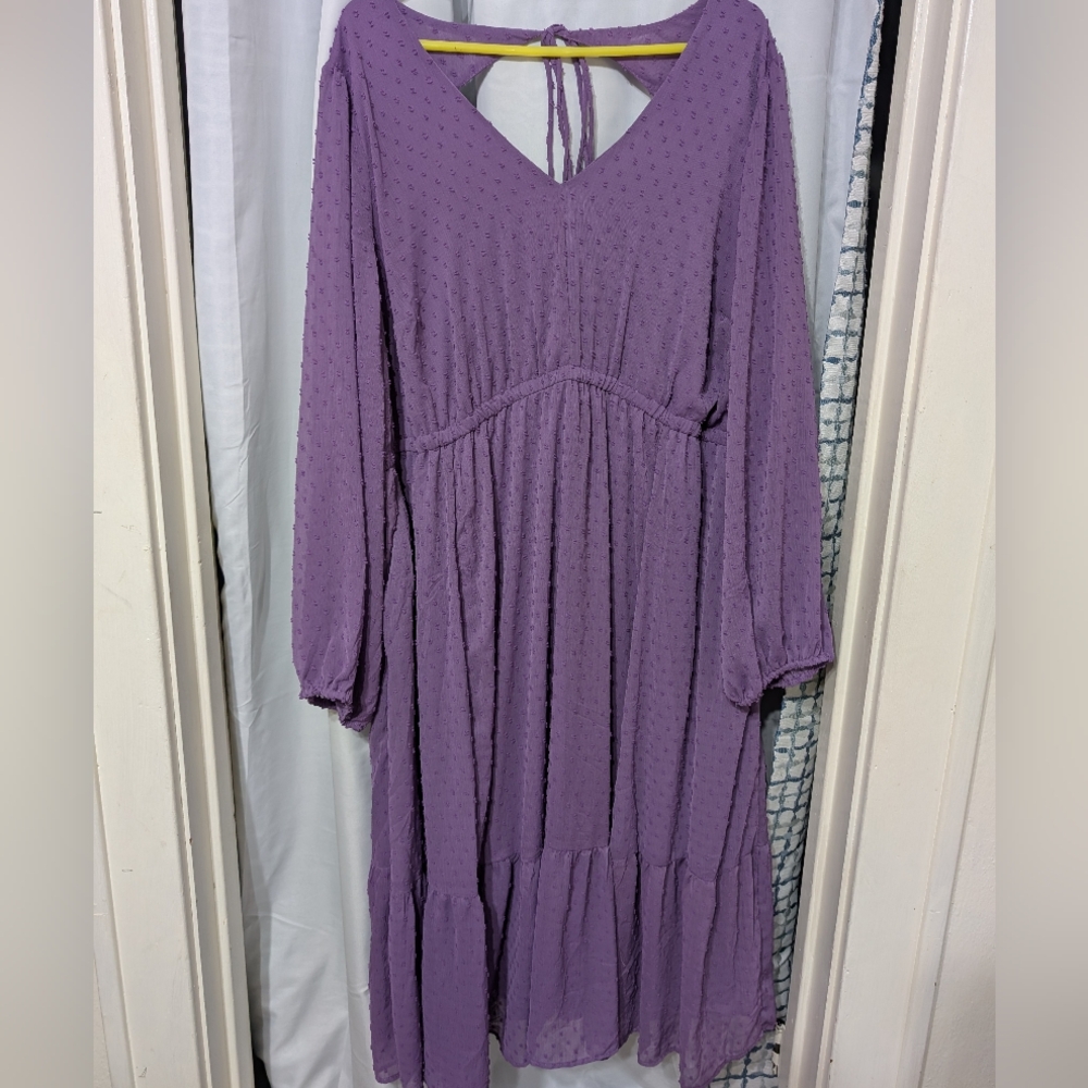 Plus Size Torrid 4X Lavender Long Sleeve Tea Length Dress